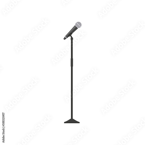 Microphone with stand icon. Vector illustration.	 photo