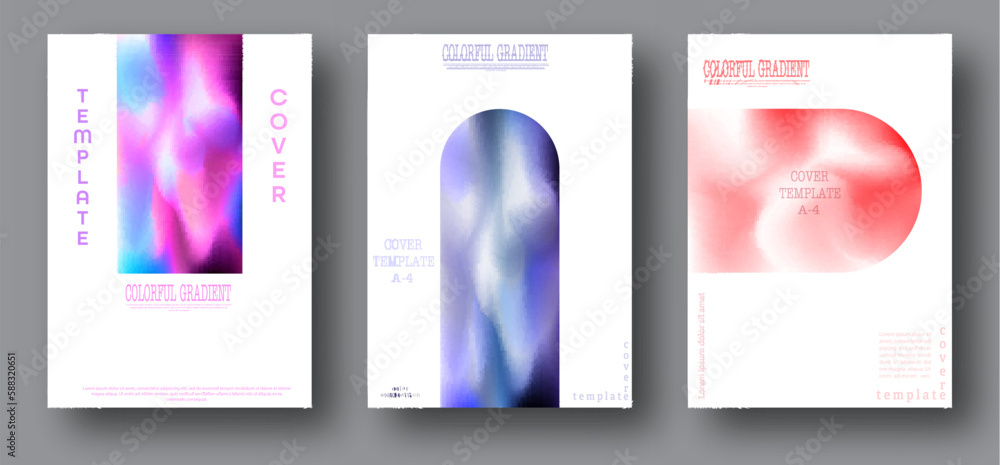 Layout of the book cover, brochures, booklets. A set of templates with a color gradient. Colorful blur in a modern creative style