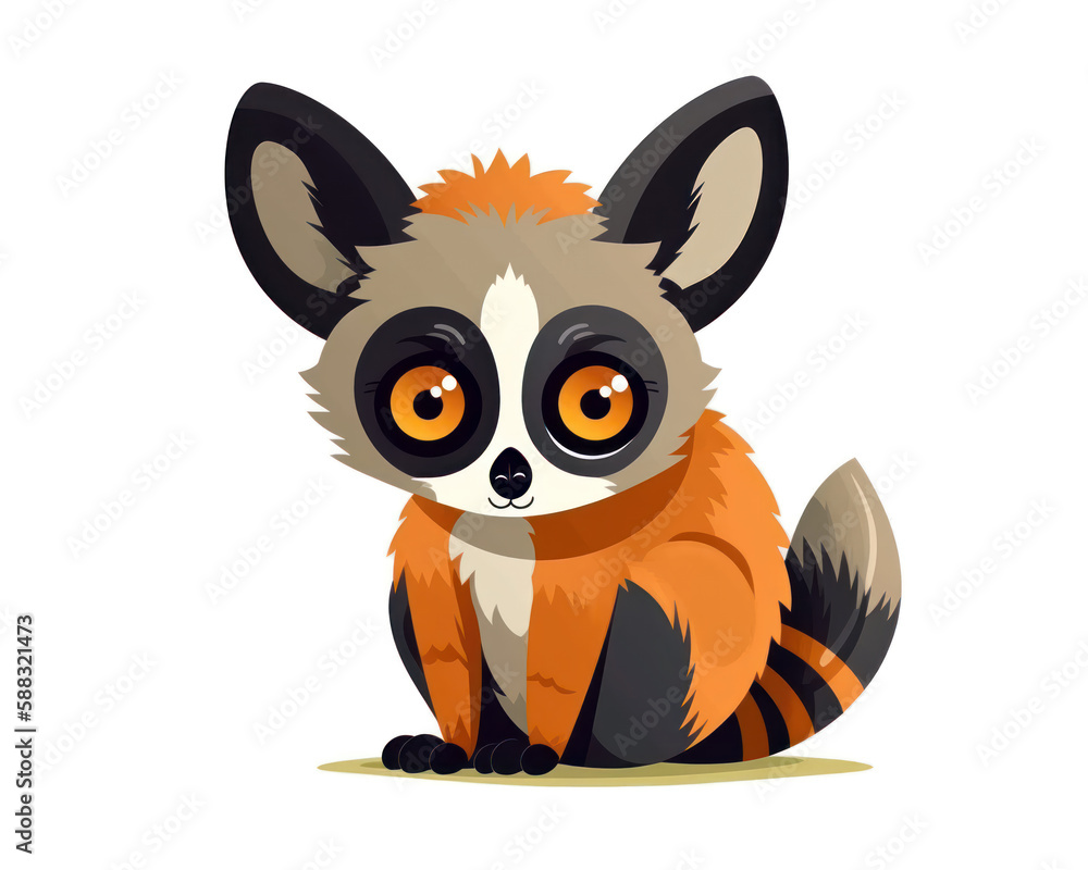 Cute cartoon lemur. Vector illustration isolated on white background. Cute cartoon lemur. Vector illustration isolated on white background.