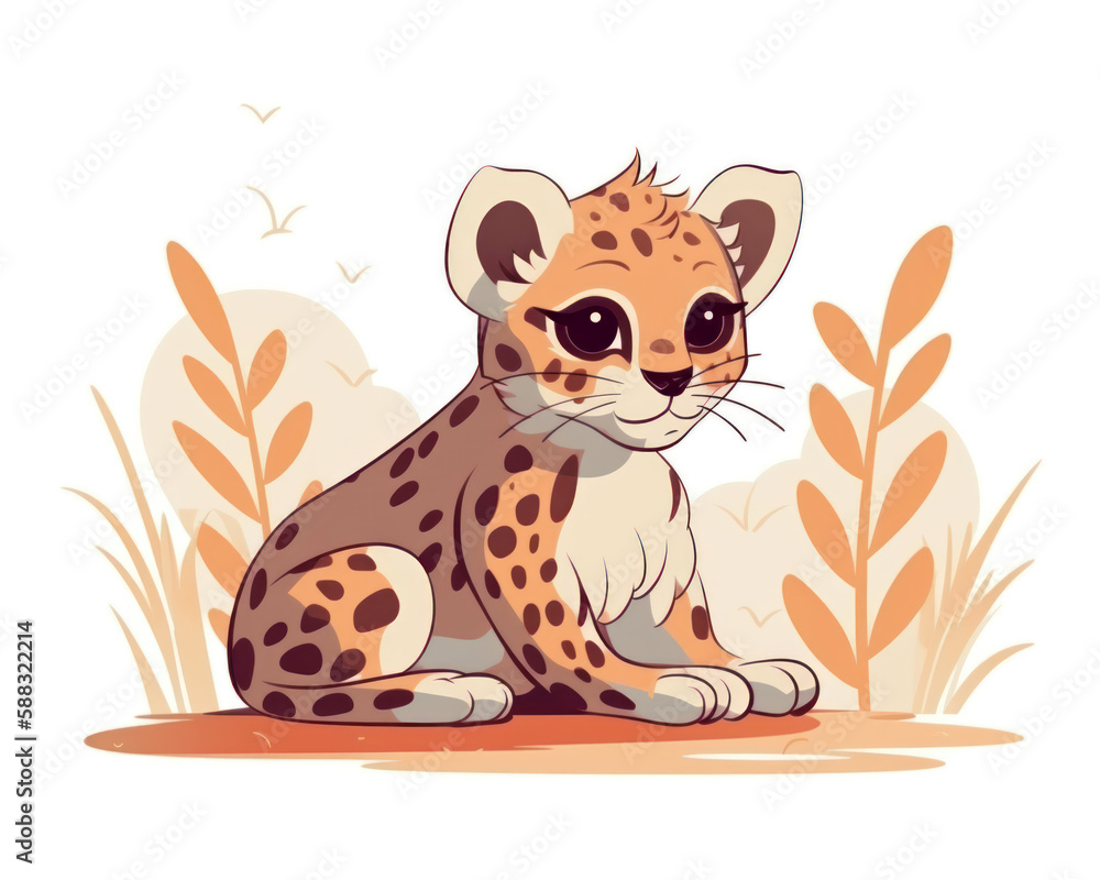 Cheetah sitting on the ground. Vector illustration in cartoon style. Cheetah sitting on the ground. Vector illustration in cartoon style.
