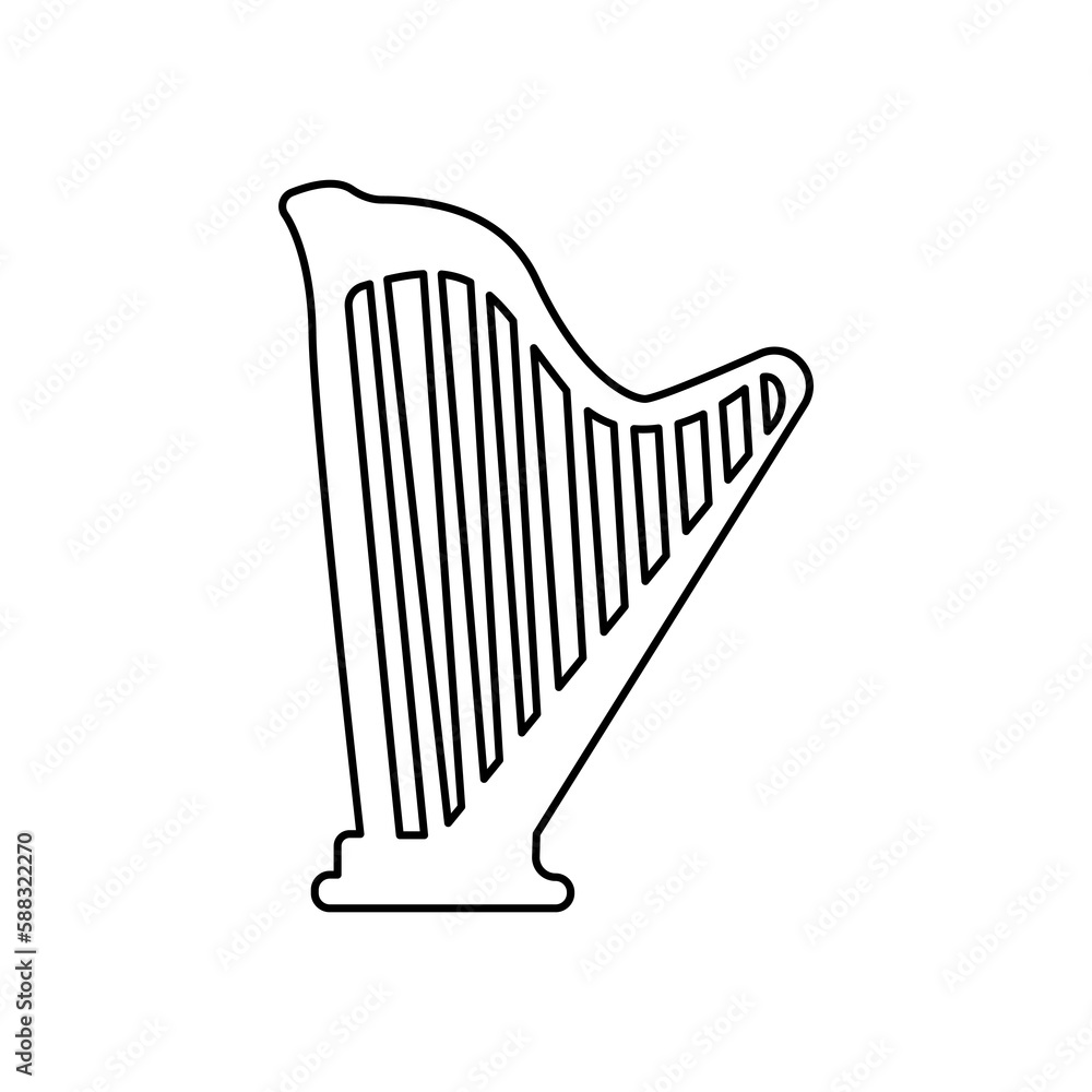 harp icon on a white background, vector illustration harp icon on a white background, vector illustration