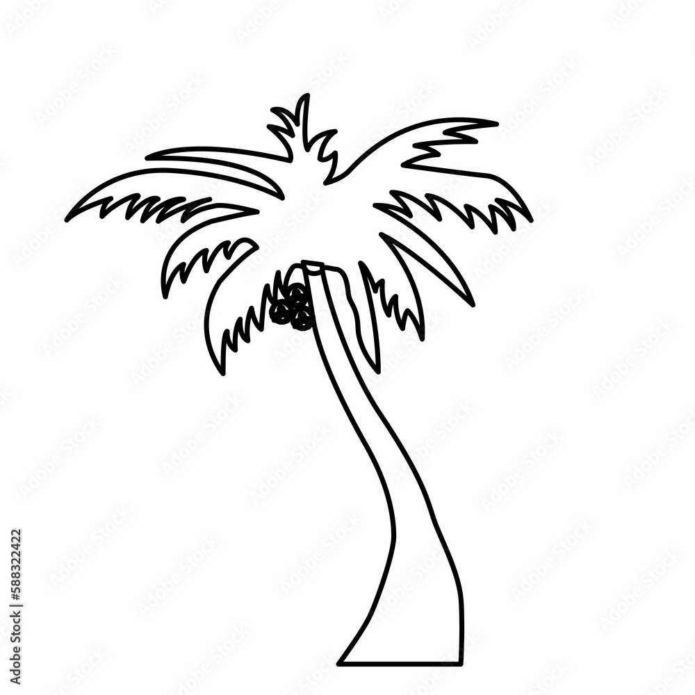 Obraz premium palm tree icon on a white background, vector illustration