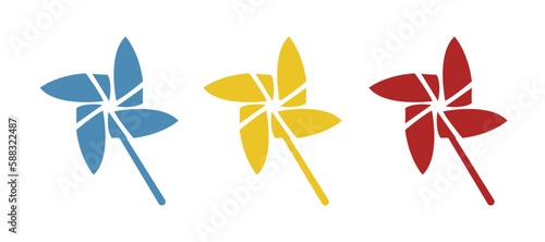 paper windmill icon on a white background, vector illustration