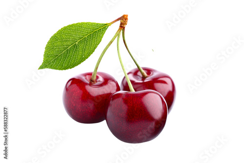 three cherries isolated Fototapeta