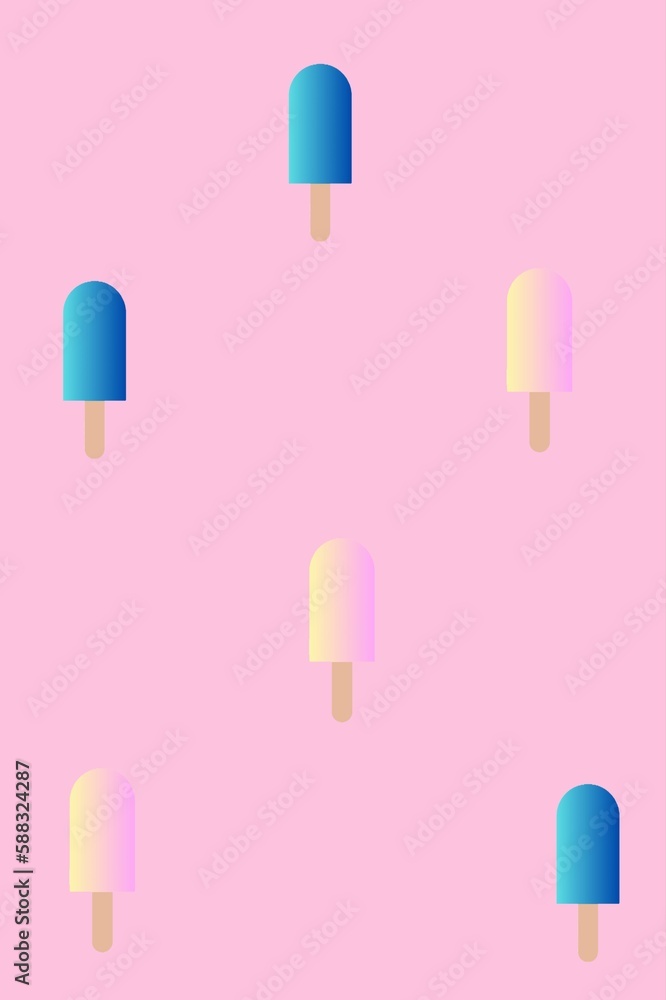 Seamless pattern with ice cream on a blue background. Vector illustration Seamless pattern with ice cream on a blue background. Vector illustration