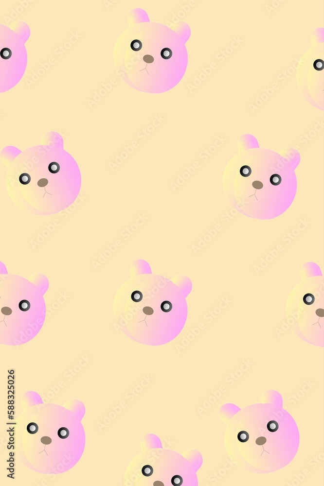 Seamless teddy bear pattern for fabrics and packaging and gifts and cards and linens and kids