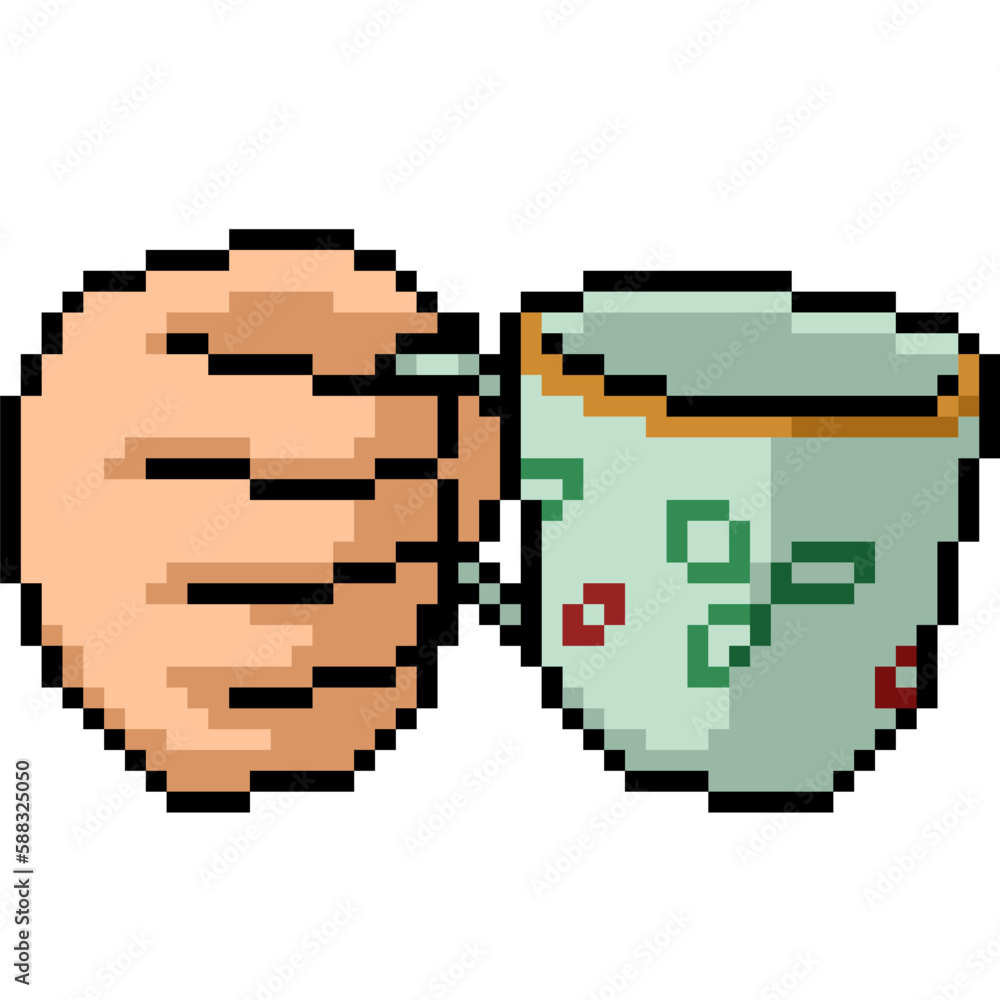 Fototapeta premium pixel art hand hold cup