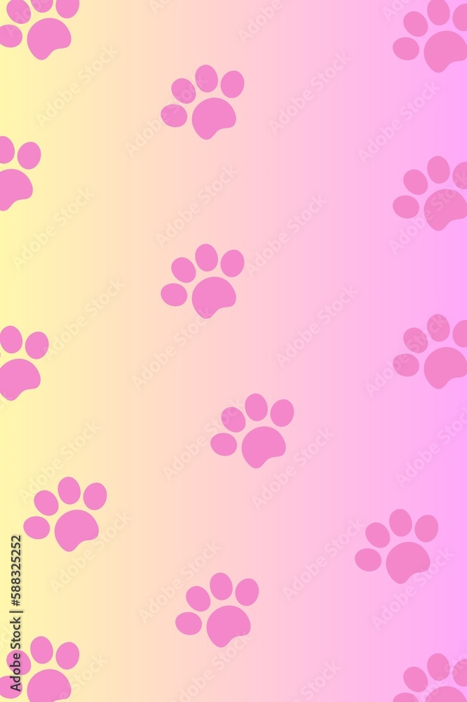 Paw Prints on Pink Background. Vector Illustration EPS10