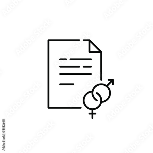 Heterosexual couple marriage certificate. Legal relationship. Pixel perfect, editable stroke line icon