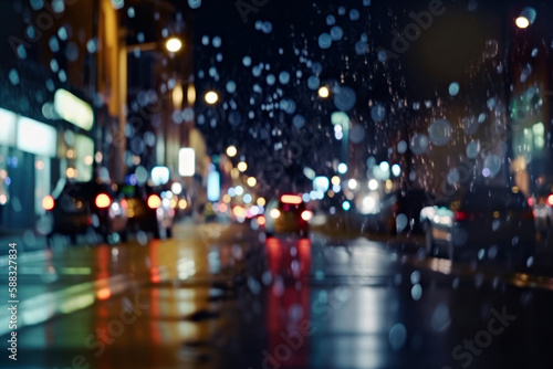 rainy night city, Generative AI