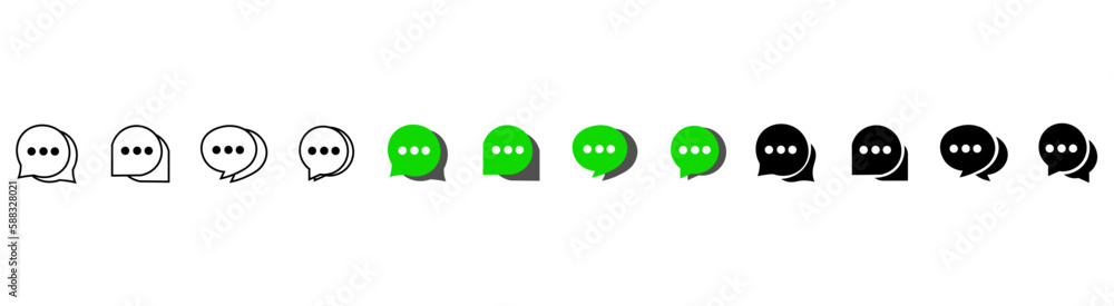 Message bubbles with dots correspondence center message chat mail vector set of green, black and linear icons of chat message on white background eps10 Message bubbles with dots correspondence center message chat mail vector set of green, black and linear icons of chat message on white background eps10