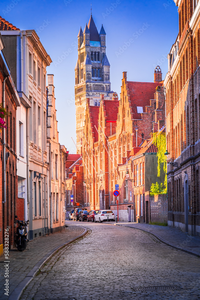 Bruges, Belgium - Salvatorskathedraal in Brugge, Gothic-style cathedral, Flanders.