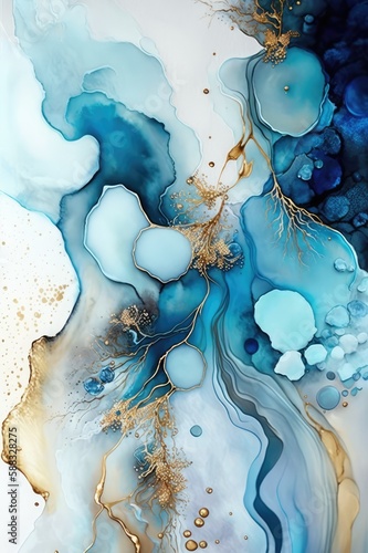 Abstract waterpaint and alcohol ink texture background, made with generative ai