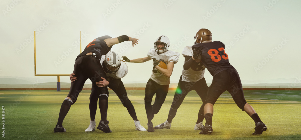 Start of Competition. Professional American Football Players, Men in  Uniform Standing in Position at Open Air 3D Stadium Stock Image - Image of  stadium, sportsman: 273962417