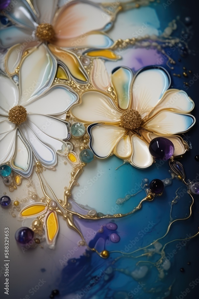 Floral and flower alcohol ink texture, made with genertaive ai Floral and flower alcohol ink texture, made with genertaive ai