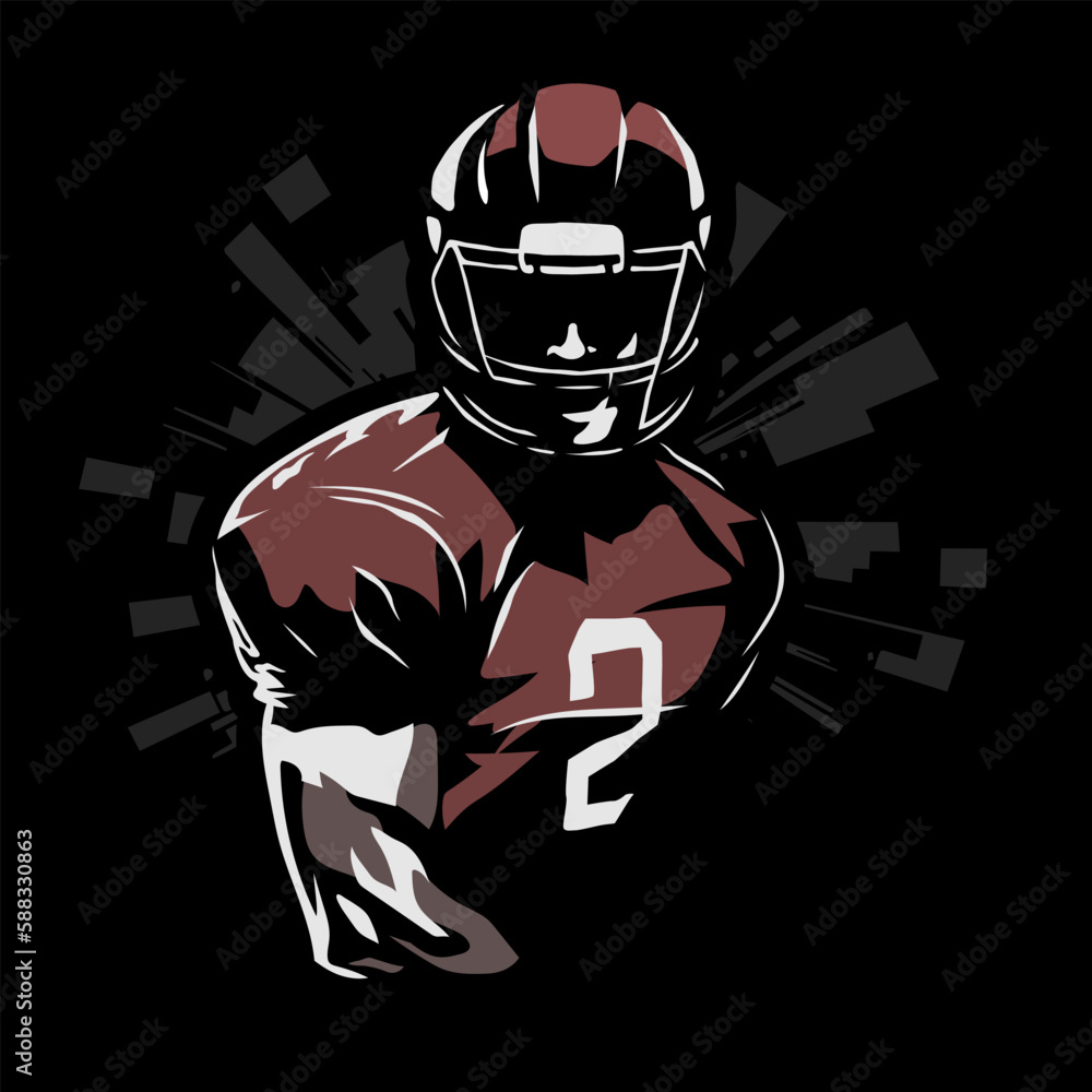 American football player on a black background. Vector illustration. American football player on a black background. Vector illustration.