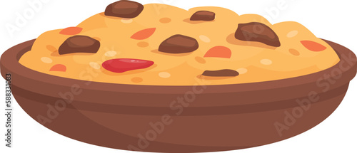 Beef pilaf icon cartoon vector. Food dinner. Asian healthy