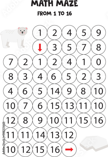 Get cute polar bear to the ice berg by counting to 16.