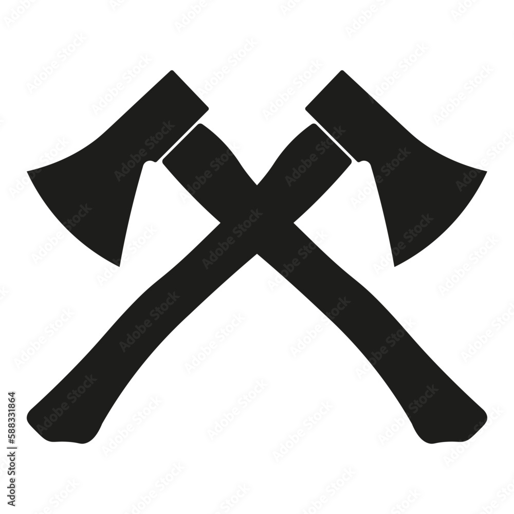 Monochrome vector emblem wooden axe Monochrome vector emblem wooden axe