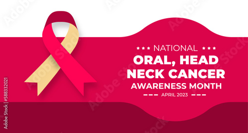 National Oral, Head, and Neck Cancer Awareness Month background or banner design template celebrated in April.