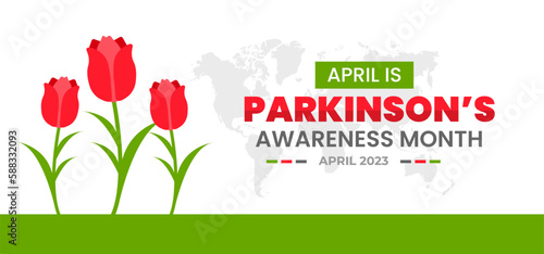 Parkinson’s Awareness Month background or banner design template celebrated in April.