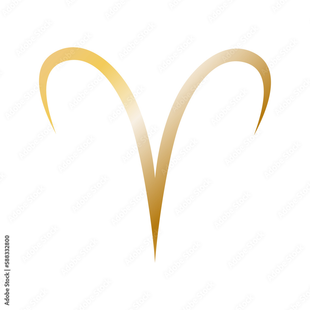 Aries golden zodiac sign icon Aries golden zodiac sign icon