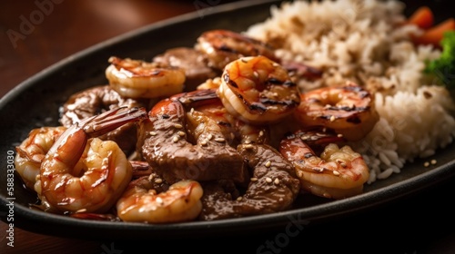 Meat and shrimp food