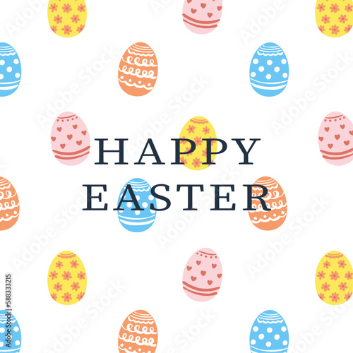 Happy Easter card. Cute easter egg. Vector illustration for card, banner, invitation, social media post, poster, mobile apps, advertising.