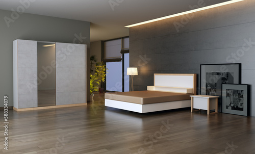 empty bedroom with night light