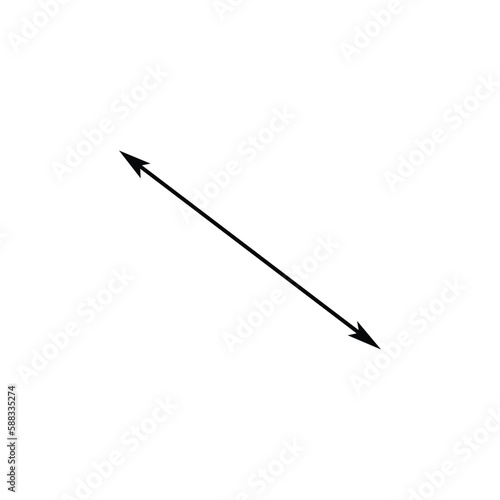 Diagonal thin double arrow. Vector illustration.