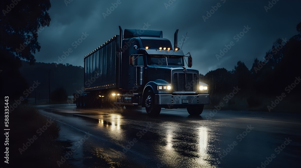 Heavy duty classic stylish big rig semi truck tractor with lot of chrome accessories transporting cargo driving on the road Heavy duty classic stylish big rig semi truck tractor with lot of chrome accessories transporting cargo driving on the road