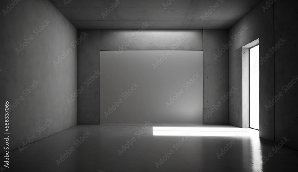 Abstract large empty modern concrete room indirect (created with Generative AI) Abstract large empty modern concrete room indirect (created with Generative AI)