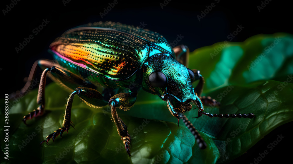 Fototapeta premium Beetle in nature. Generative AI