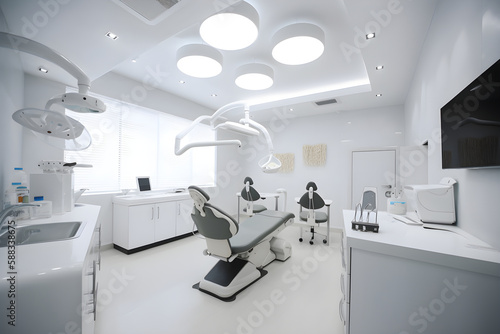 dental chair in hospital room,ai generative