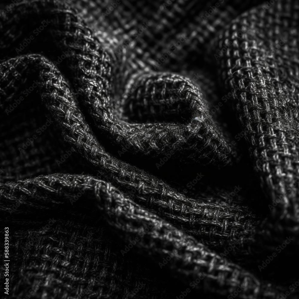 Black fabric texture created with generative AI Black fabric texture created with generative AI