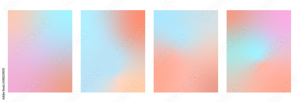 A set of vector images from 4 backgrounds in pastel colors. For screensavers, covers, wallpapers, etc. Abstraction background of gradients A set of vector images from 4 backgrounds in pastel colors. For screensavers, covers, wallpapers, etc. Abstraction background of gradients