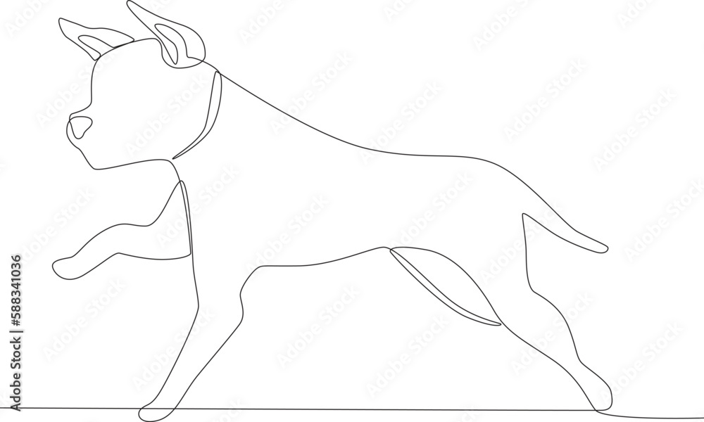 A cute dog is running. Urban pet one-line drawing