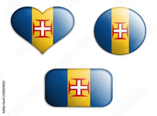 Free Download colorful national art flag of madeira figures bottoms on a white background . concept collage. 3d illustration - GFXLoad