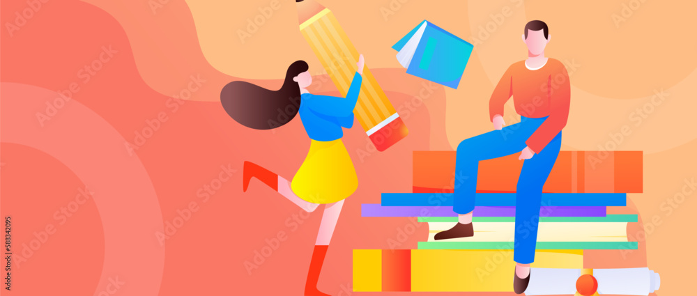 Quiet reading character flat vector concept operation hand drawn illustration
Quiet reading character flat vector concept operation hand drawn illustration