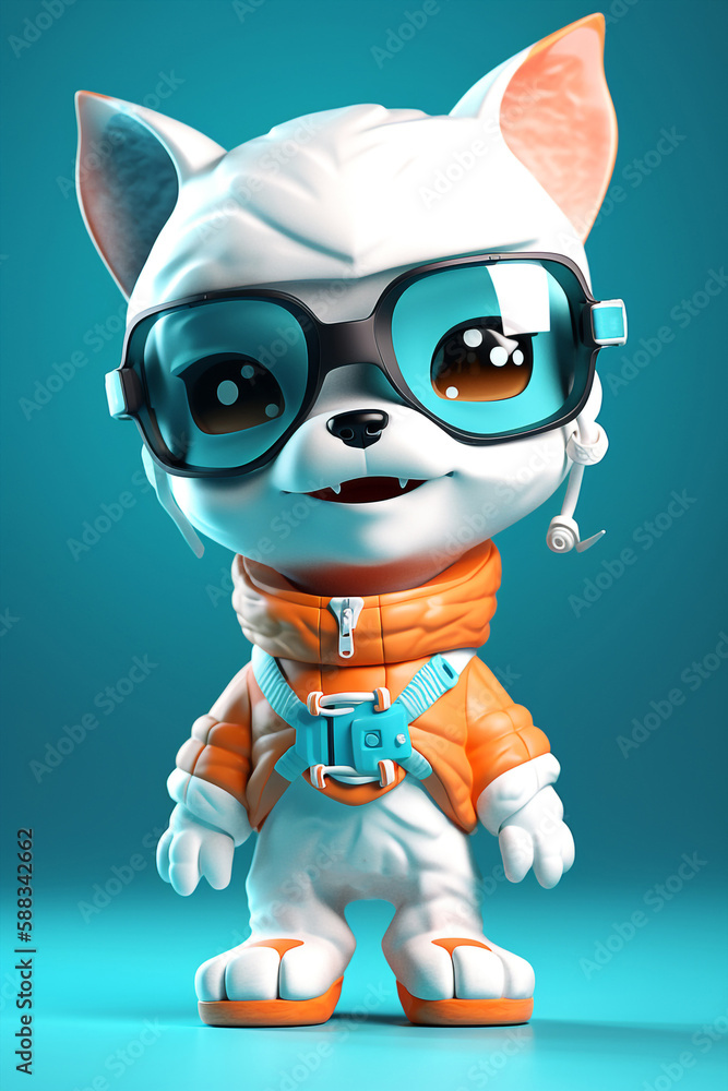 The Dreamy And Excited Dog Character In Stylish Ski Suit And Goggles Generative AI Digital Illustration Part#030423