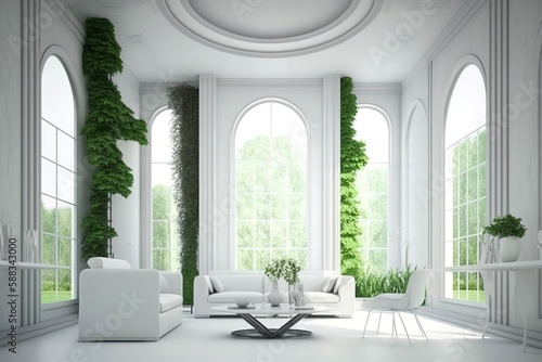Modern living room  white  luxury  Generative AI
