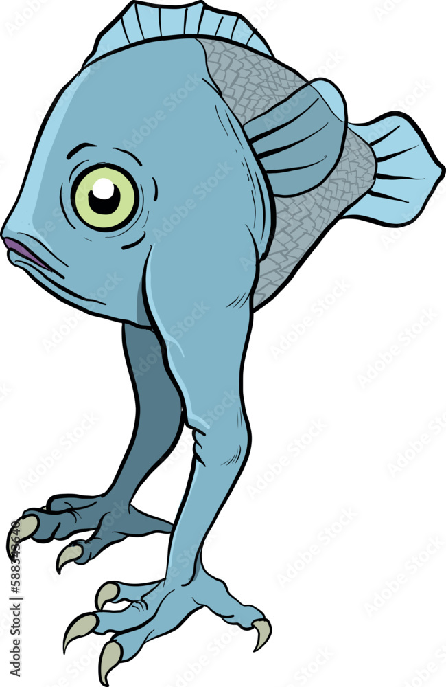 An isolated biped fish creature. Vector Illustration An isolated biped fish creature. Vector Illustration