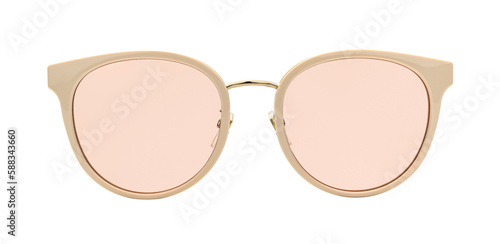 Sunglasses isolated on white background. Mockup sunglasses front view closeup design for applying on a portrait. Round shape