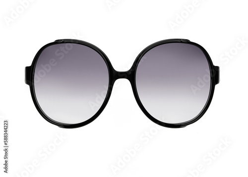 Sunglasses isolated on white background. Mockup sunglasses front view closeup design for applying on a portrait. Round shape