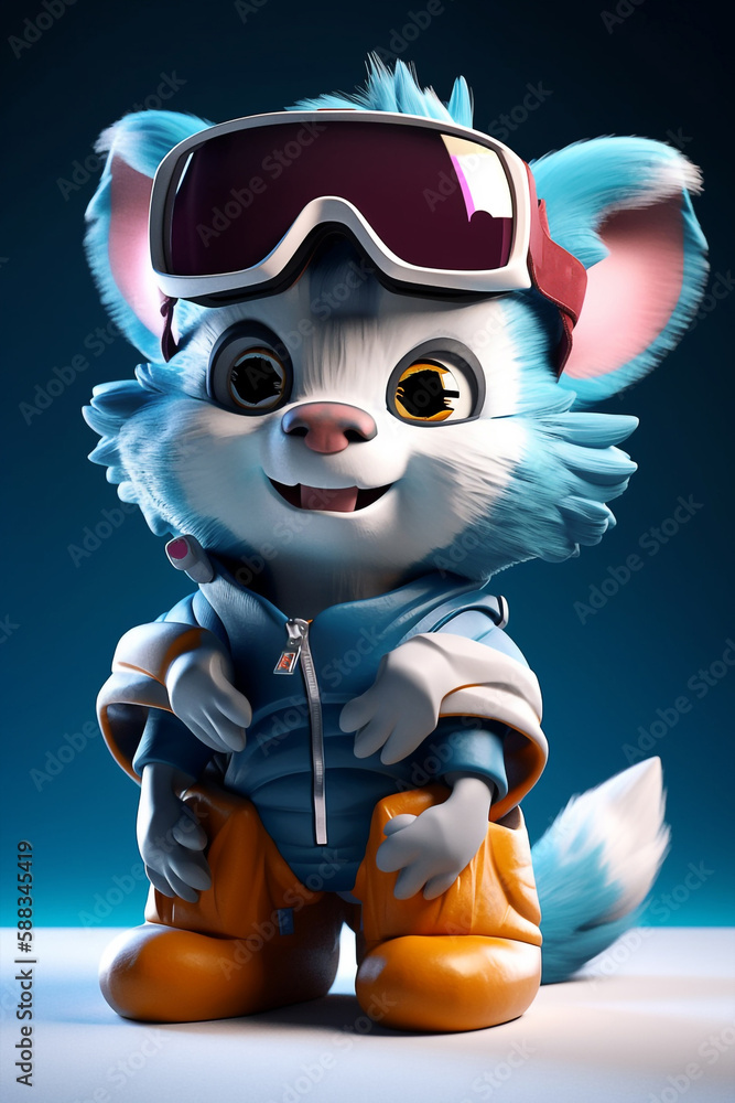 The Dreamy And Excited Tasmanian Devil Character In Stylish Ski Suit And Goggles Generative AI Digital Illustration Part#030423