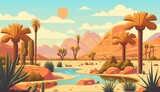 crater in desert oasis ai generated