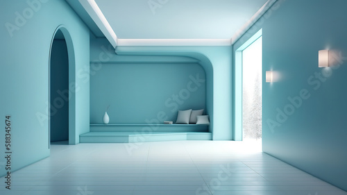 Wall mockup psd dining room interior design. Generative Ai © hassanmim2021