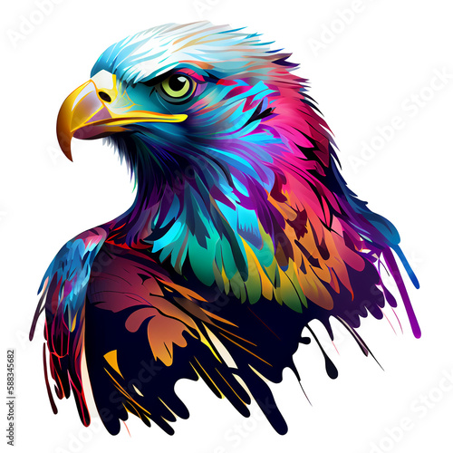 Colorful Eagle clipart, Eagle on transparent background, sublimation design, t-shirt design, wall mate design, frame design, Generative AI