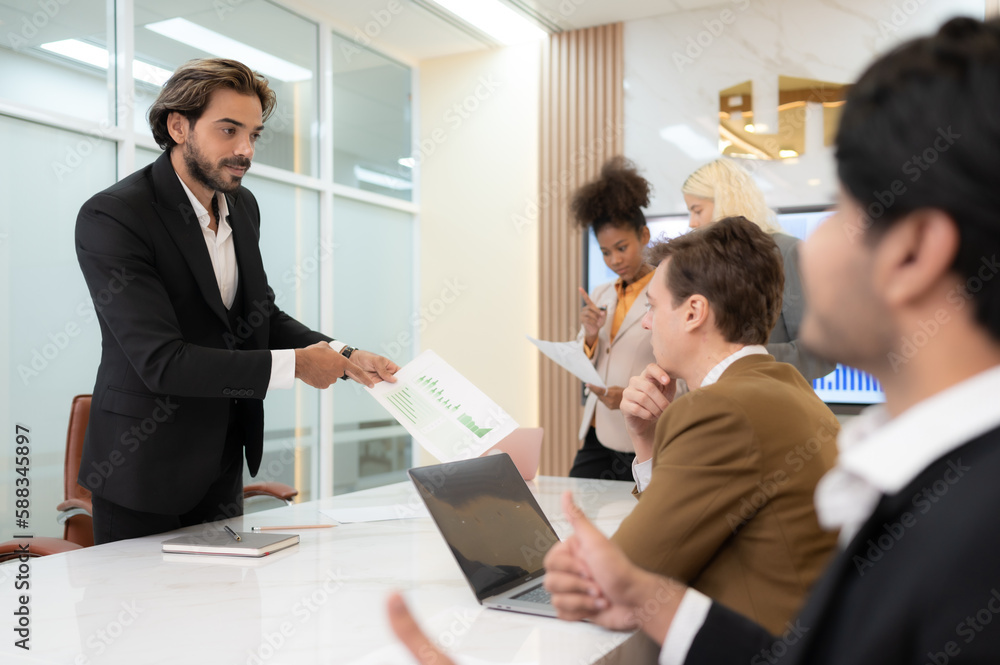 Group of young businessmen in international companies, Meeting to conclude a new responsible project. Group of young businessmen in international companies, Meeting to conclude a new responsible project.