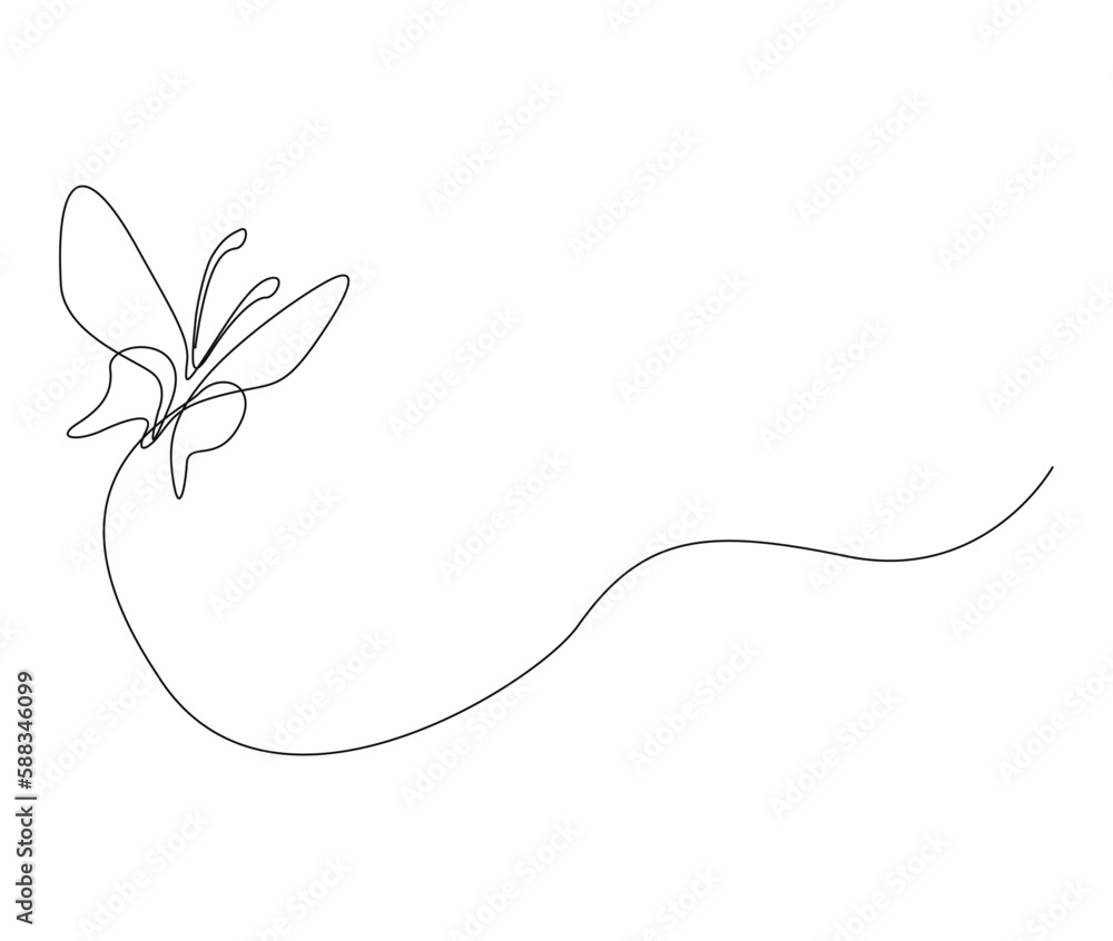 Continuous one line drawing of butterfly. Simple flying butterfly line art vector illustration. Editable stroke. Continuous one line drawing of butterfly. Simple flying butterfly line art vector illustration. Editable stroke.